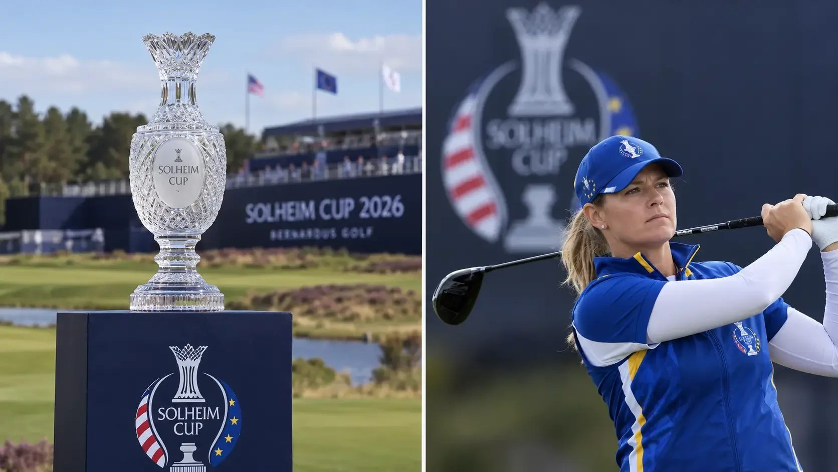 A Solheim Cup player in team uniform rather than her usual personal sponsor apparel.