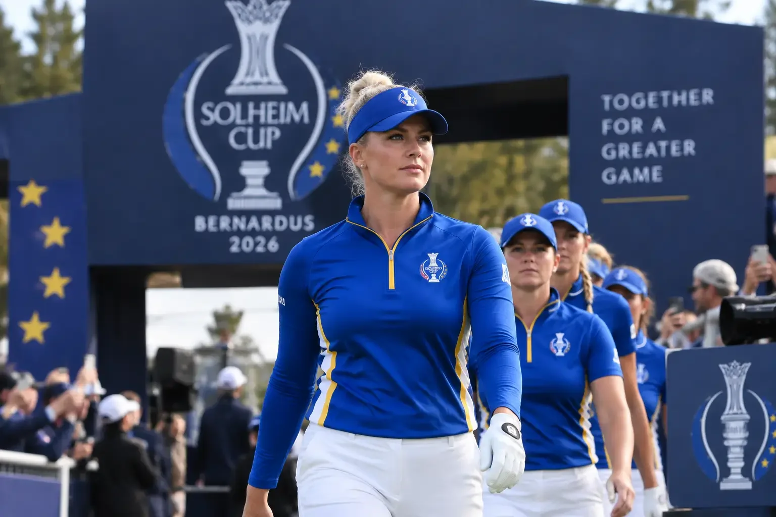 Charley Hull leads Europe out in the Sunday singles at Bernardus Golf.