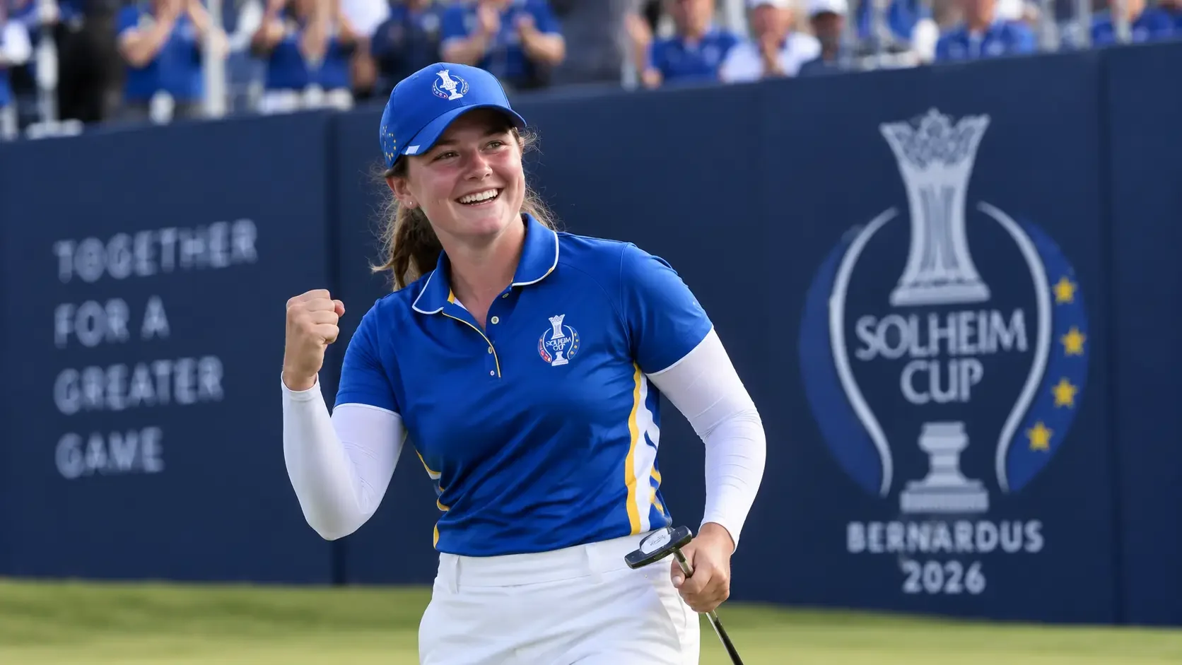 Lottie Woad after the 2&1 singles win that took Europe to the points they needed.
