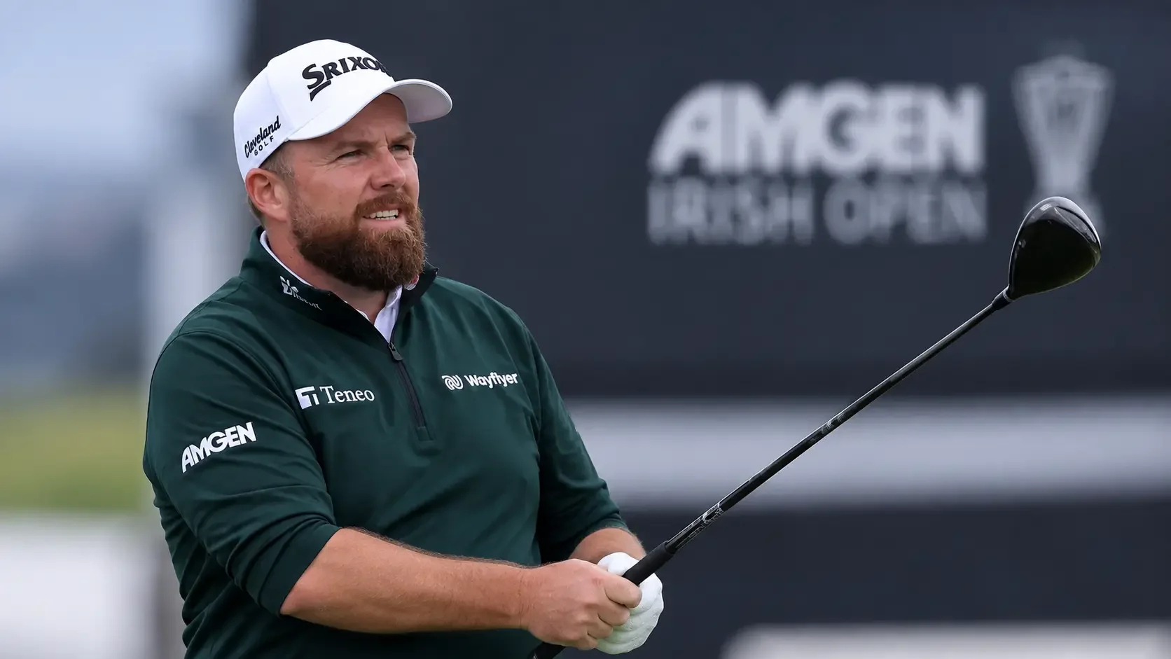 Shane Lowry on the tee during the final round of the 2026 Amgen Irish Open at Doonbeg