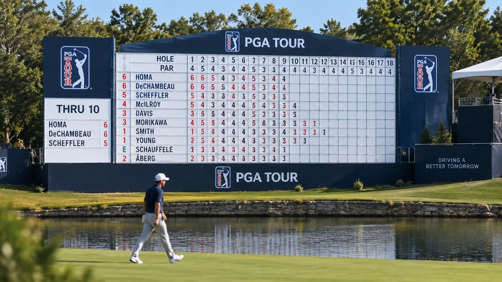 PGA Tour tournament signage and scoring area