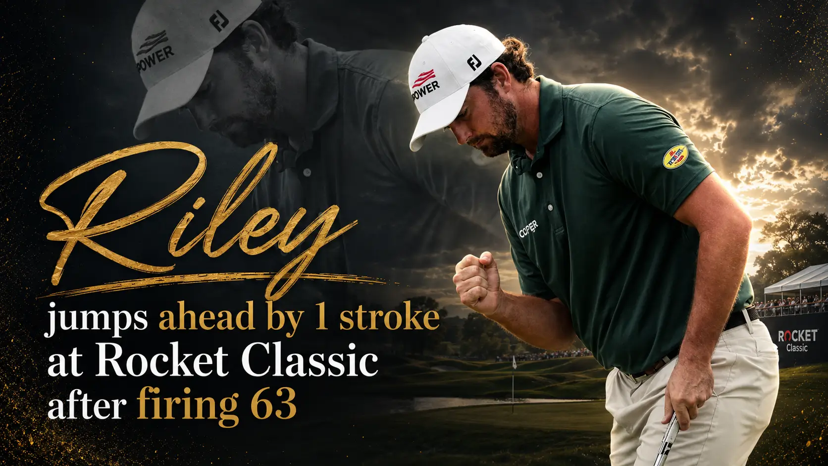 Davis Riley looking over a green complex at Detroit Golf Club during Round 3 of the 2026 Rocket Classic.
