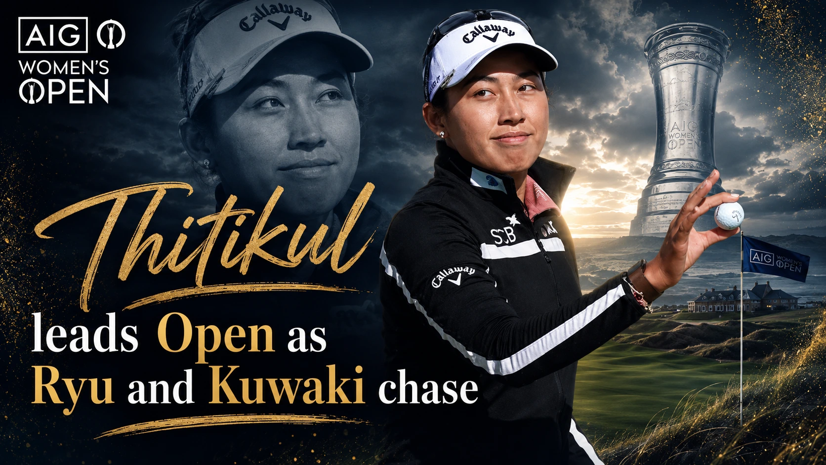 Jeeno Thitikul walking the fairway during her first-round 64 at the AIG Women's Open.