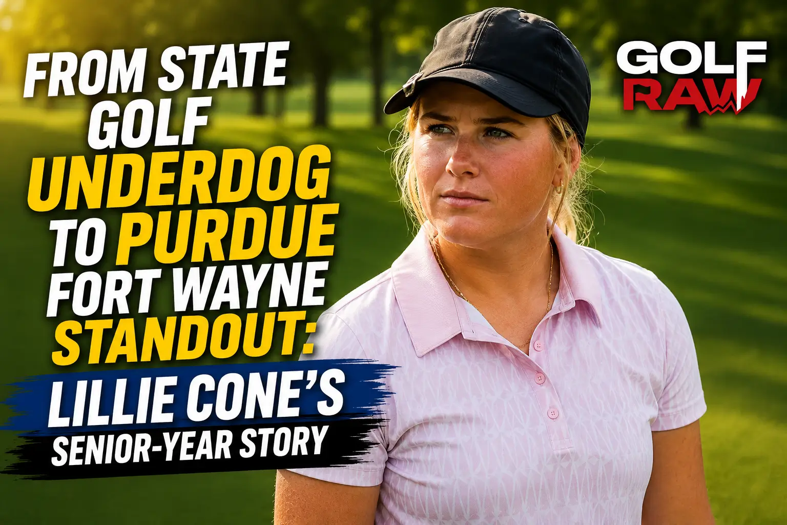 Purdue Fort Wayne women's golfer Lillie Cone practicing her swing during a fall season round.