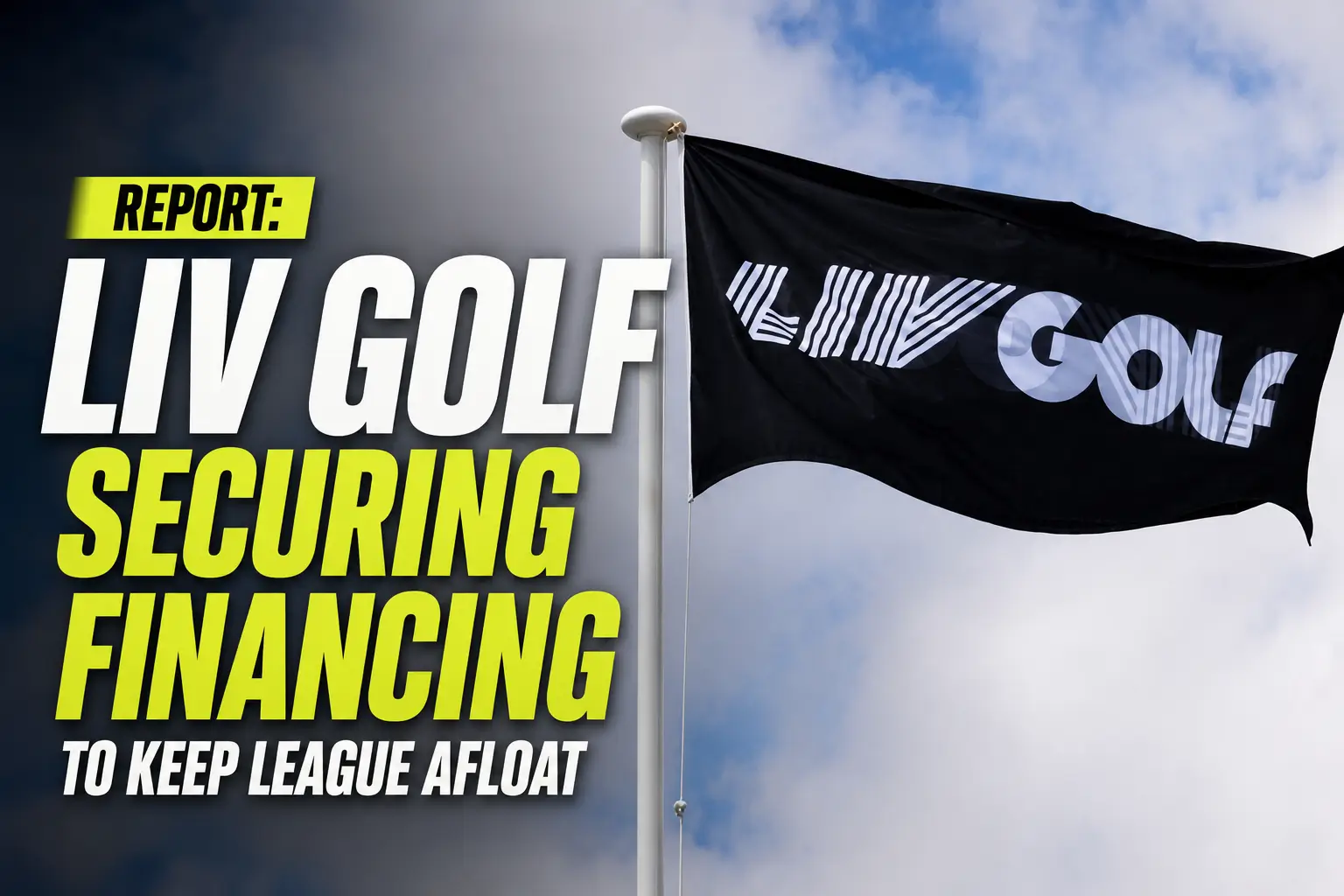 LIV Golf logo and tournament setup before a press conference.