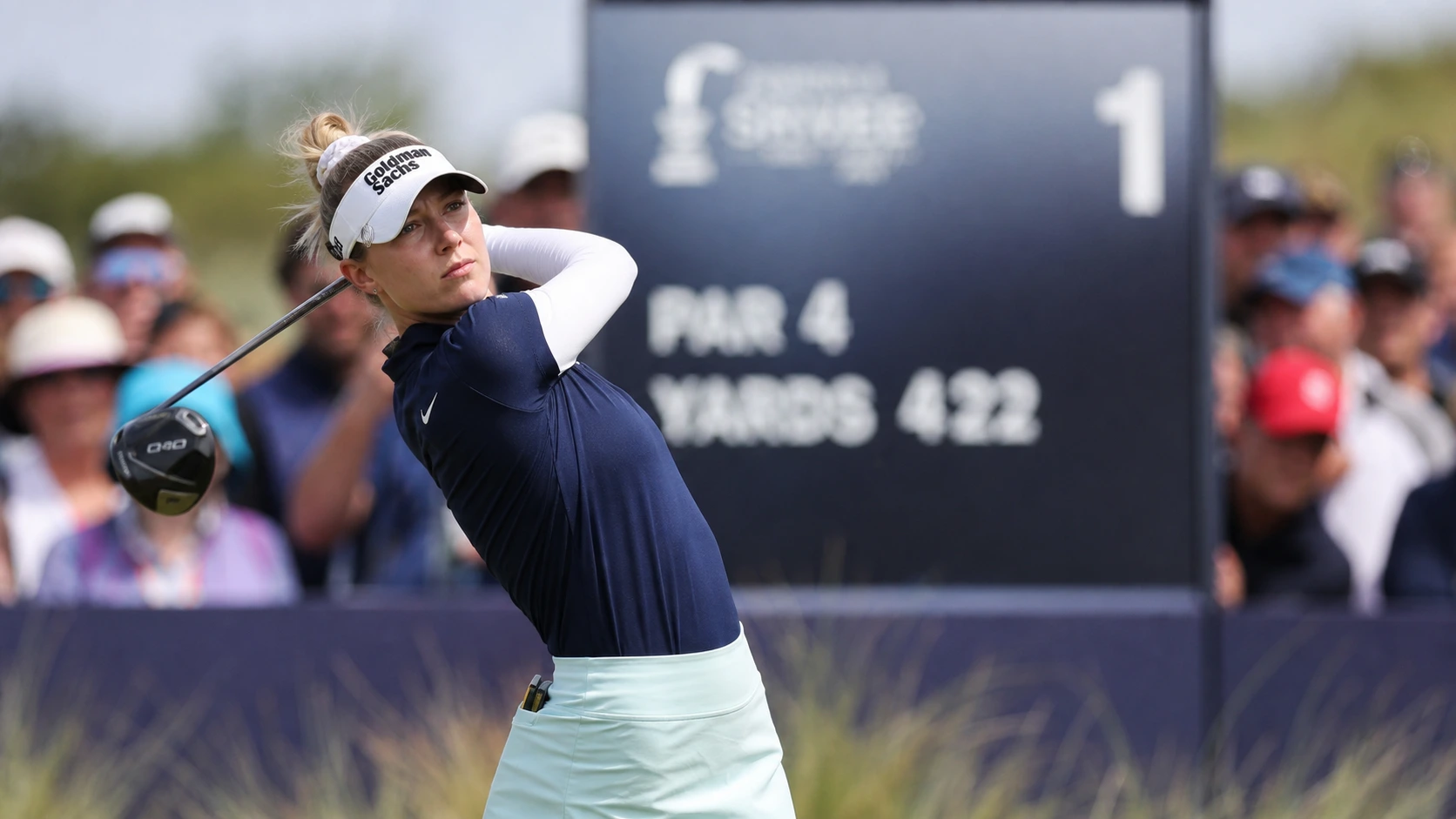 Nelly Korda hitting a driver on the LPGA Tour