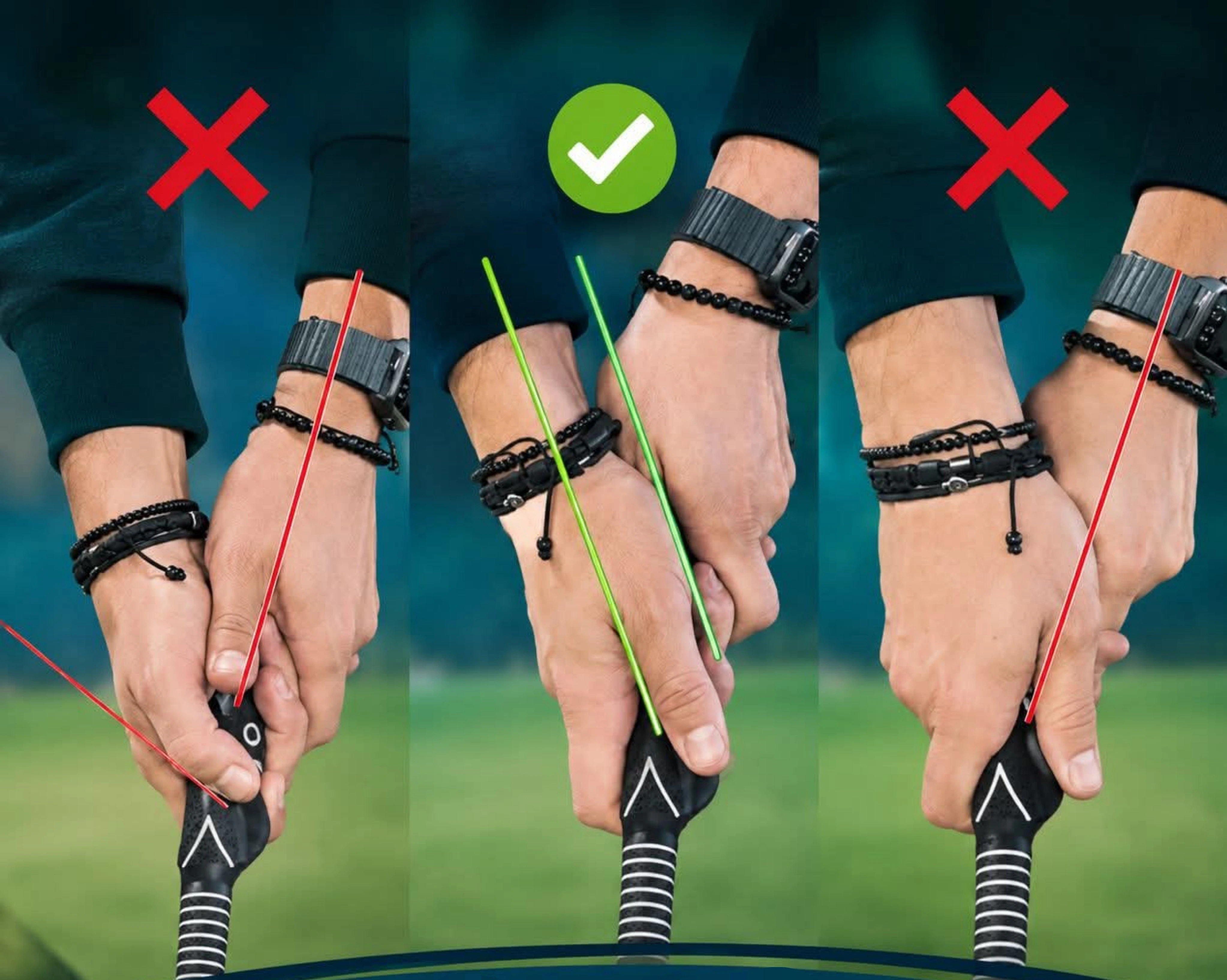 Golf grip knuckle test showing neutral 2 knuckle position for small grip change big swing improvement