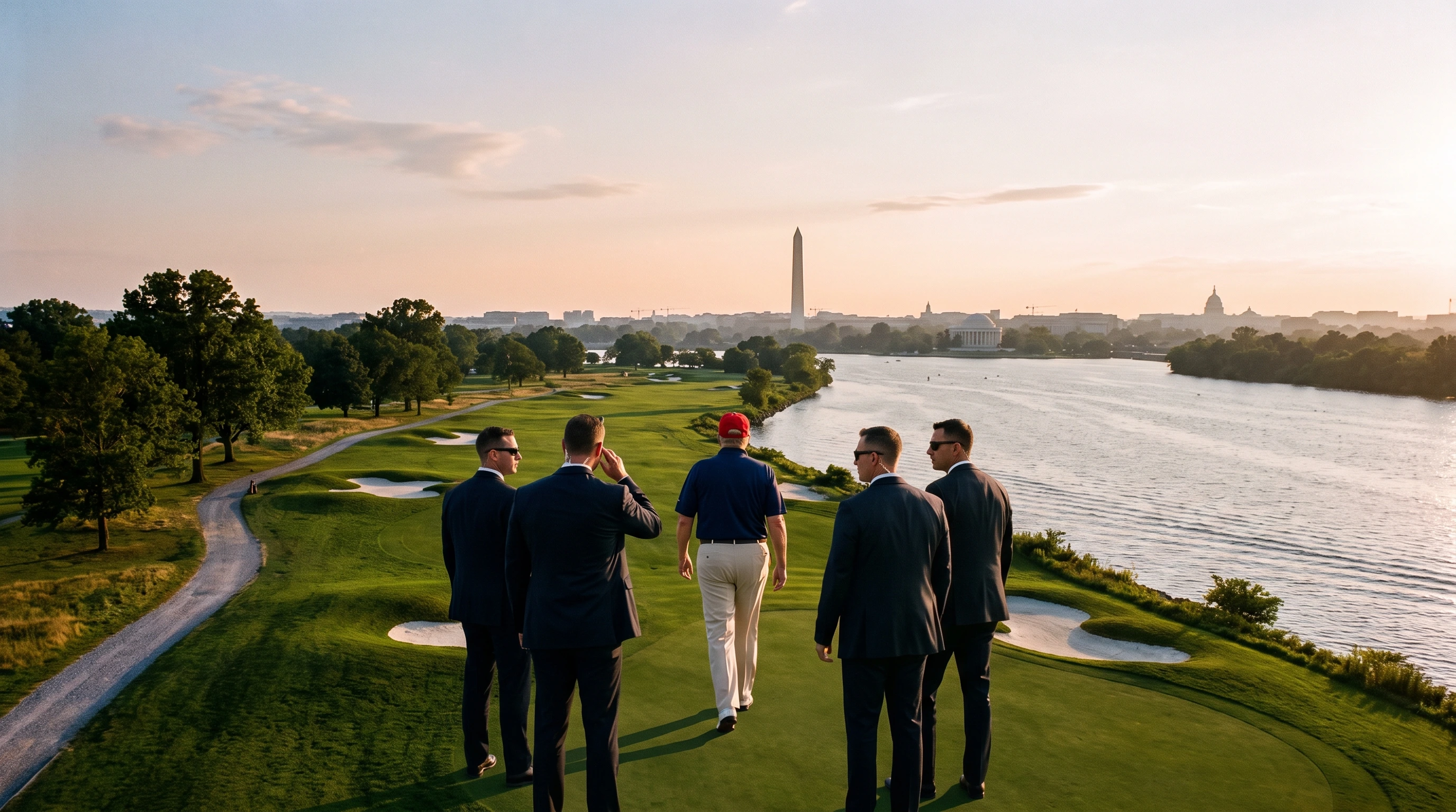 East Potomac Golf Links with Washington DC skyline in the background