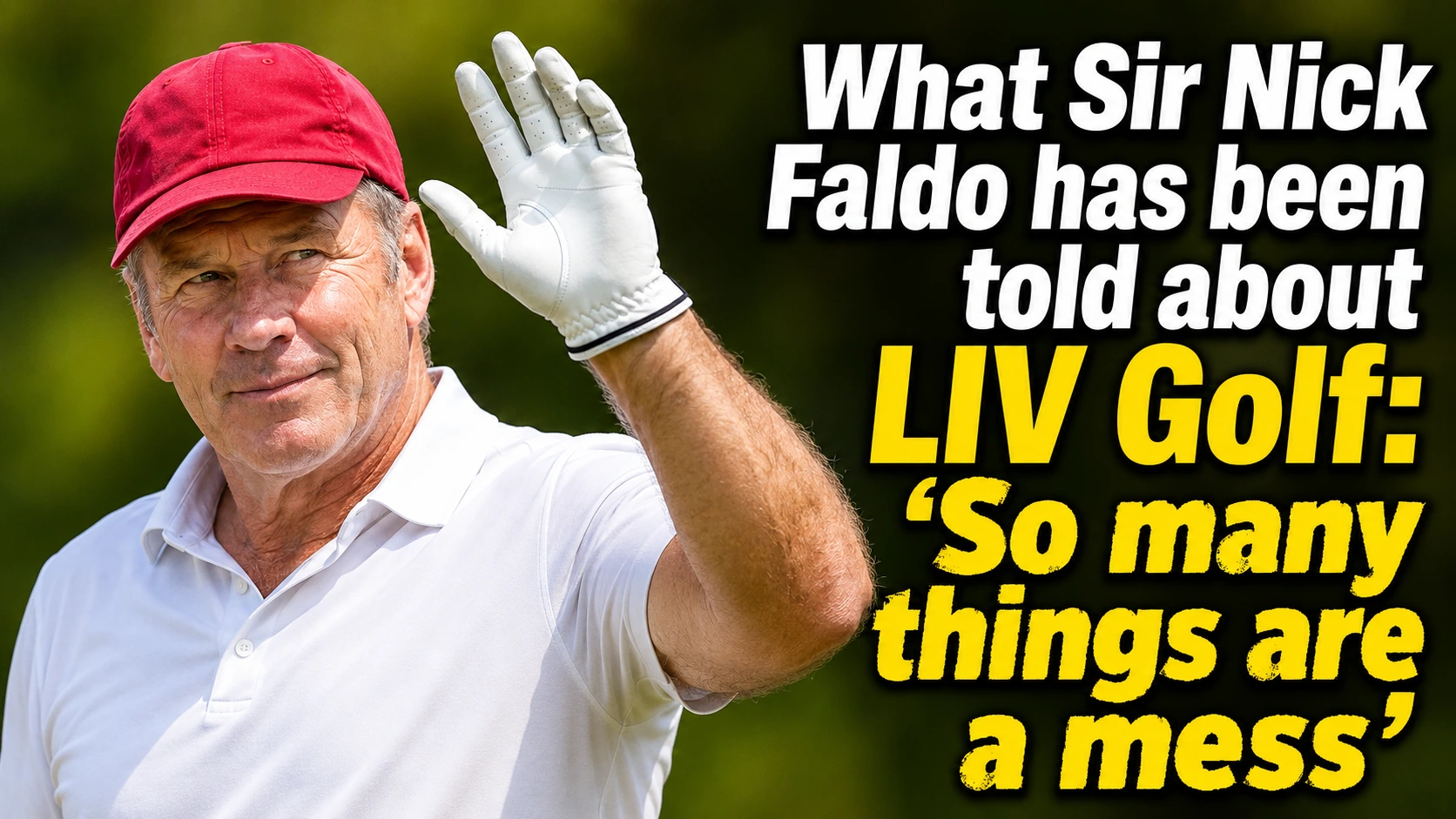 Sir Nick Faldo speaking during a golf broadcast interview.