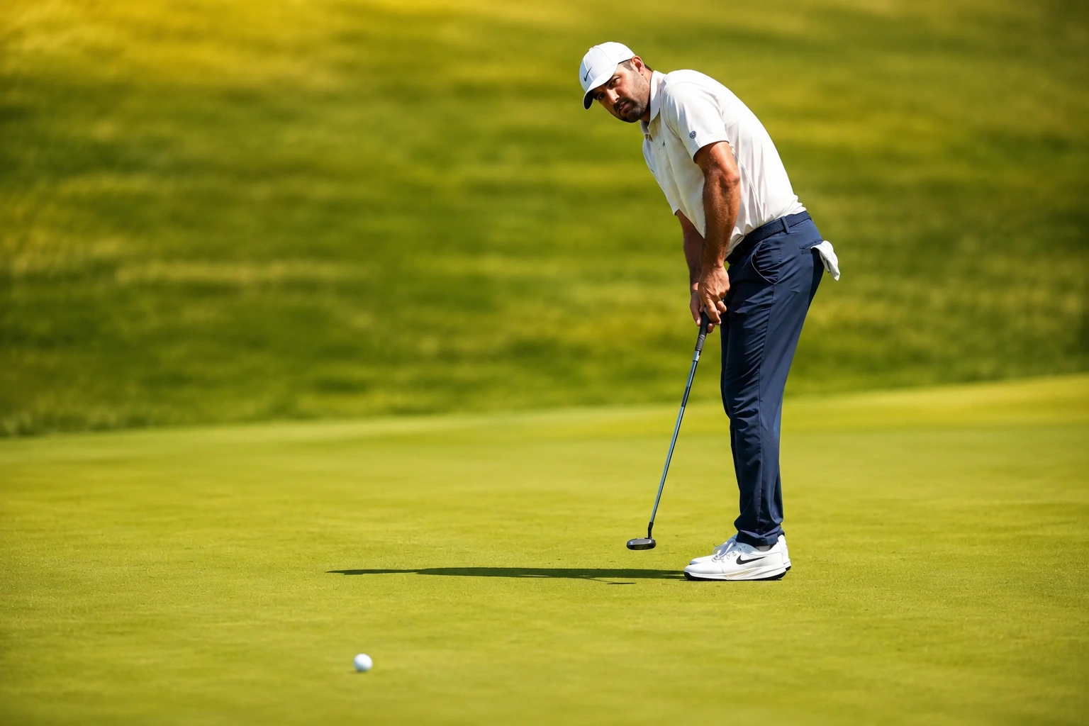 Scottie Scheffler looking toward the green after a difficult shot at TPC Twin Cities.