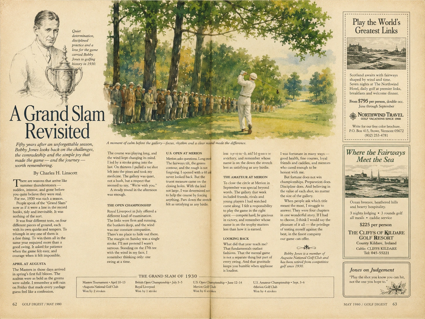 Bobby Jones Grand Slam 1930 excerpt reprinted in Golf Digest September 1980